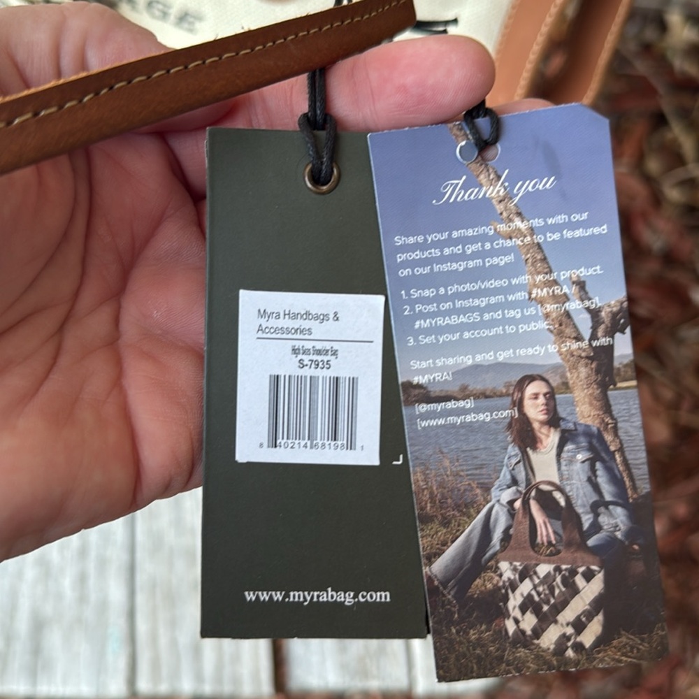 Myra Bag High Seas Upcycled Cream and Brown Anchor Shoulder Bag/Tote - Picture 13 of 13